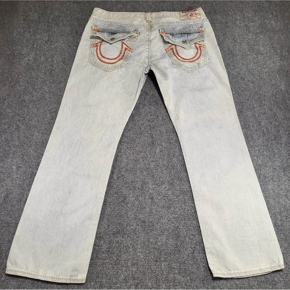 Vtg True Religion Men's Ricky Straight Leg Natural Mega T White/Red Jeans Sz 40